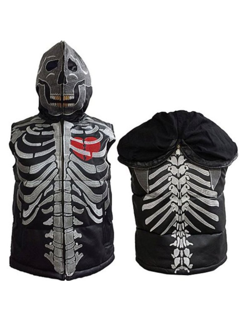 Killer Designskeleton Bones Jenuine Leather Puffer Vest